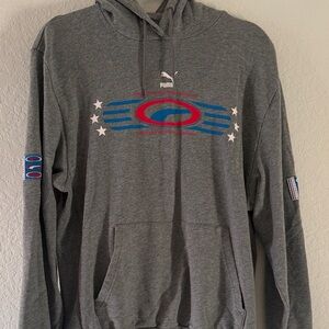 Puma Charcoal Hoodie with Red and Blue Accents